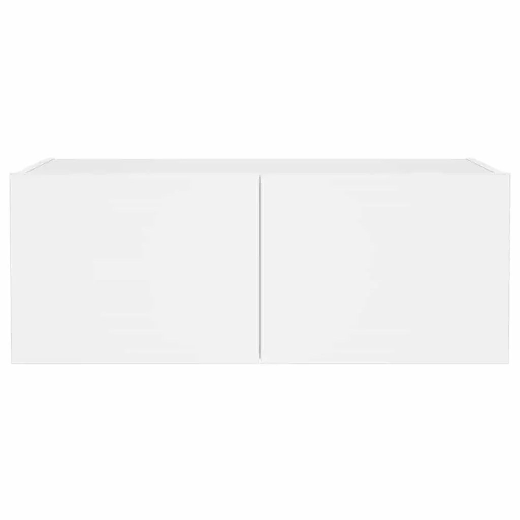 TV Wall Cabinet Engineered Wood 80x35x31cm White RGB LED Lights