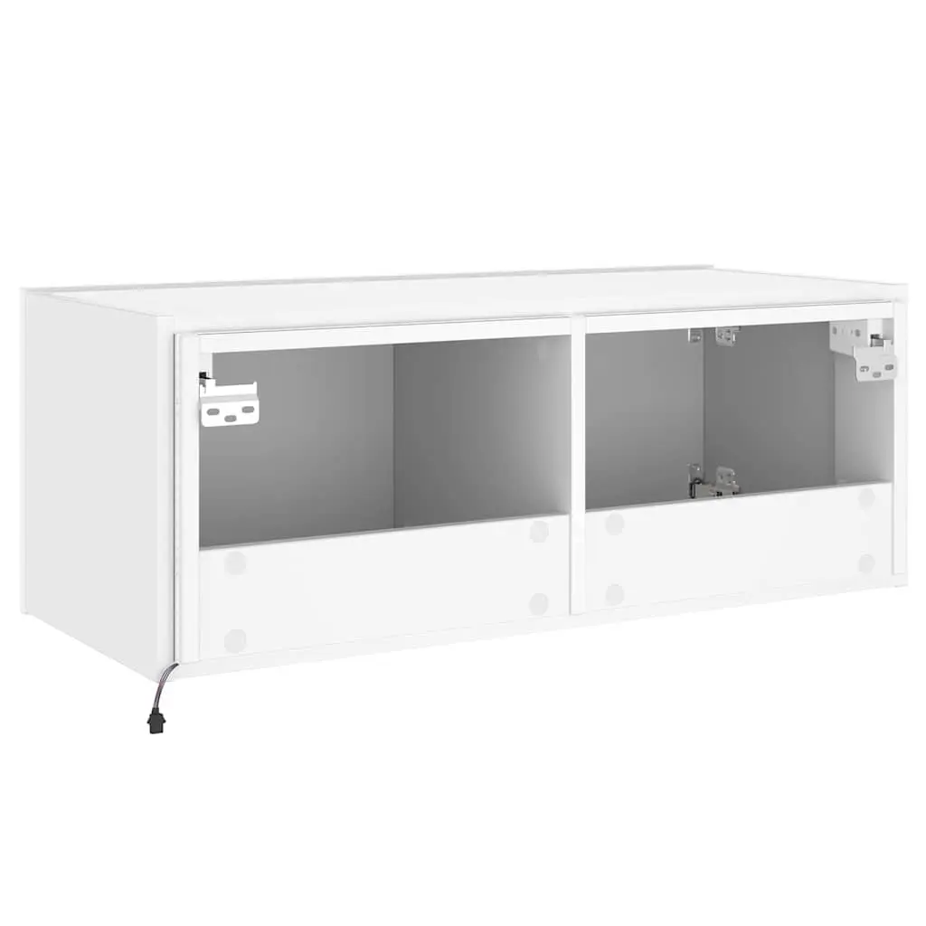 TV Wall Cabinet Engineered Wood 80x35x31cm White RGB LED Lights
