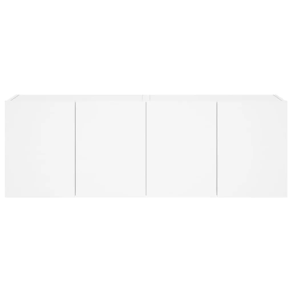 White Floating TV Wall Cabinets with RGB LED Lights
