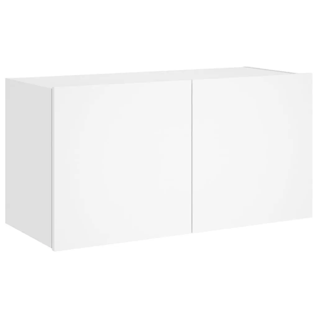 White LED Light TV Wall Cabinet with Storage