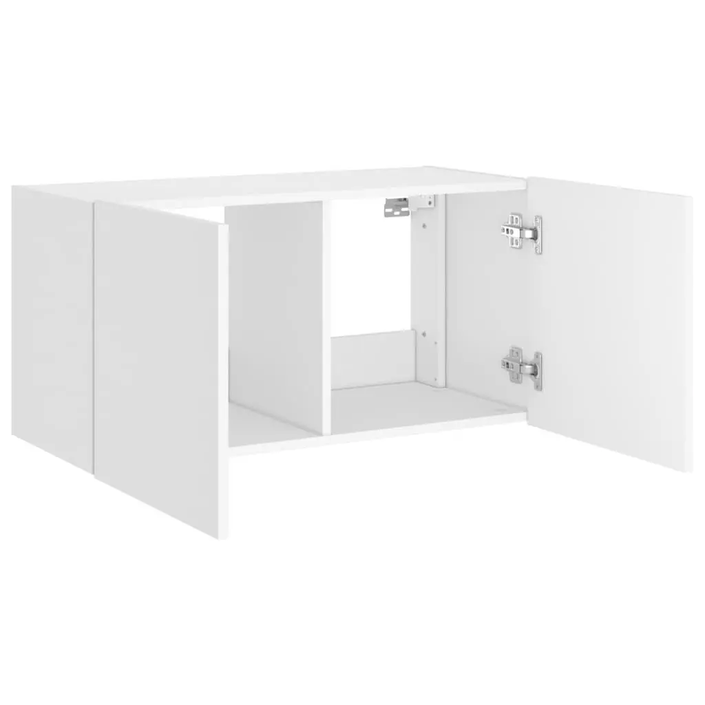 White LED Light TV Wall Cabinet with Storage
