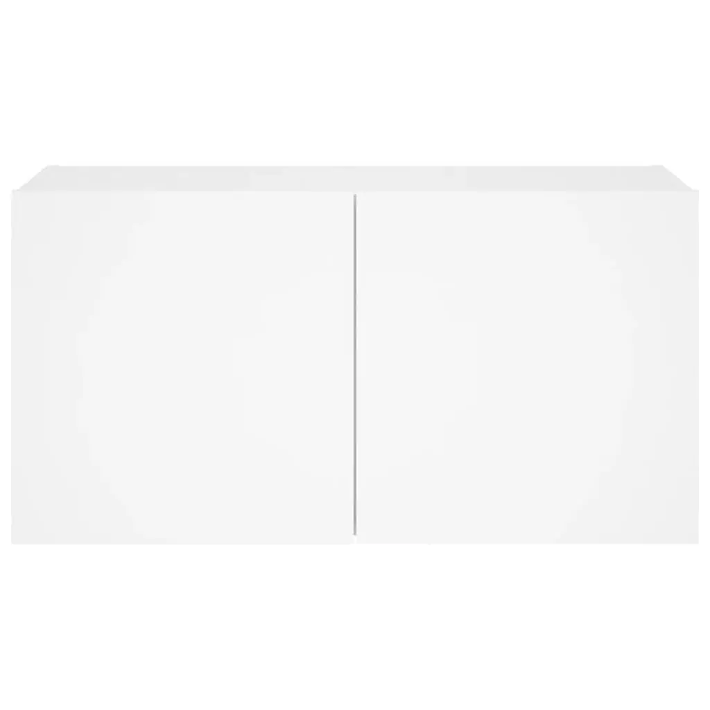 White LED Light TV Wall Cabinet with Storage
