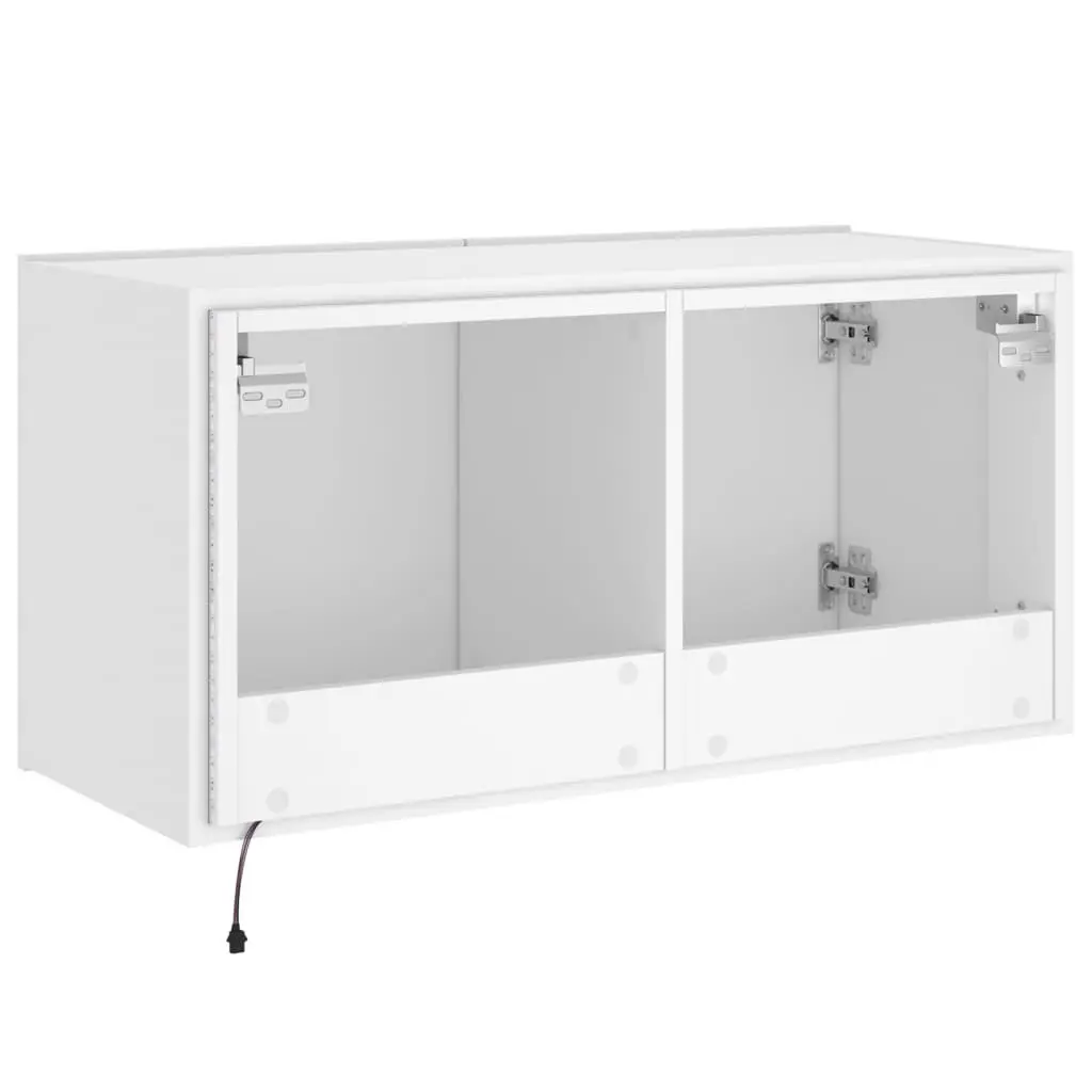 White LED Light TV Wall Cabinet with Storage