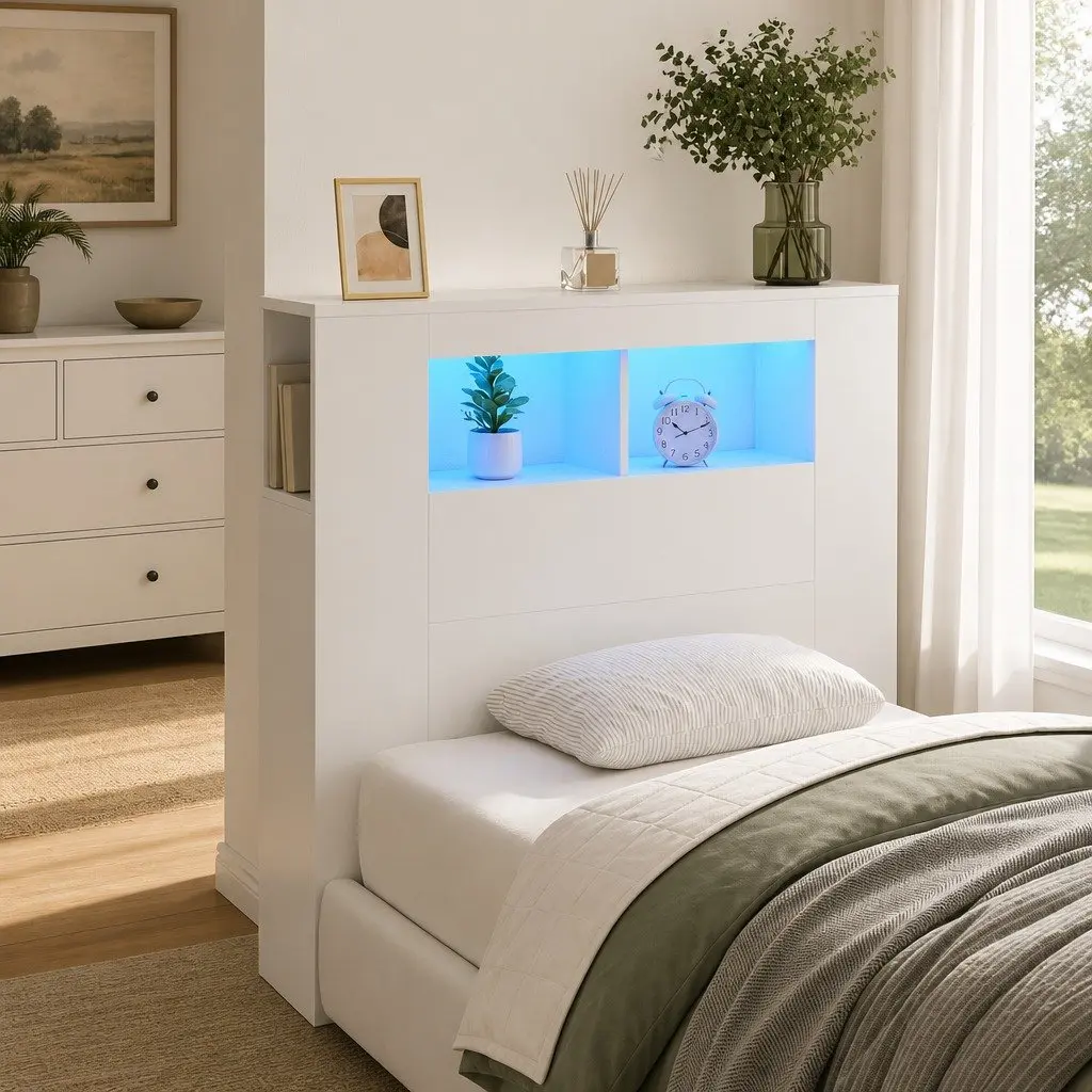 White LED Headboard 100cm with RGB Lights