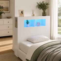 Modern White LED Headboard 100cm with RGB Lights