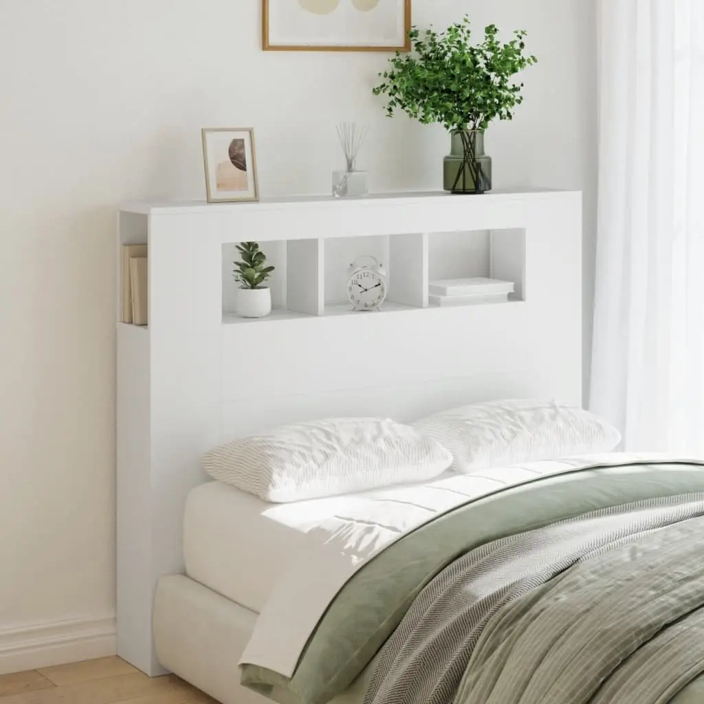 LED Headboard Engineered Wood 120cm White