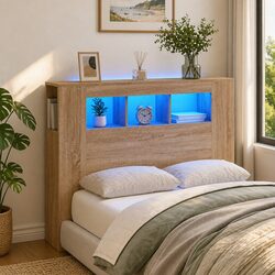 120cm LED Headboard in Brown Engineered Wood