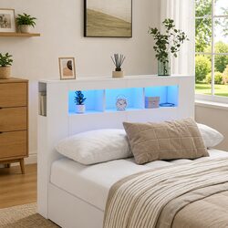 Modern White LED Headboard 140 cm Engineered Wood