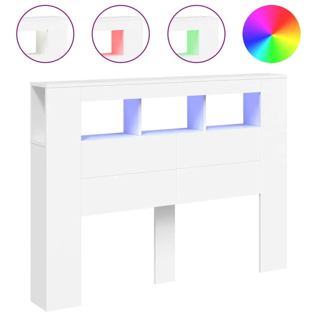 White LED Headboard 140 cm Engineered Wood