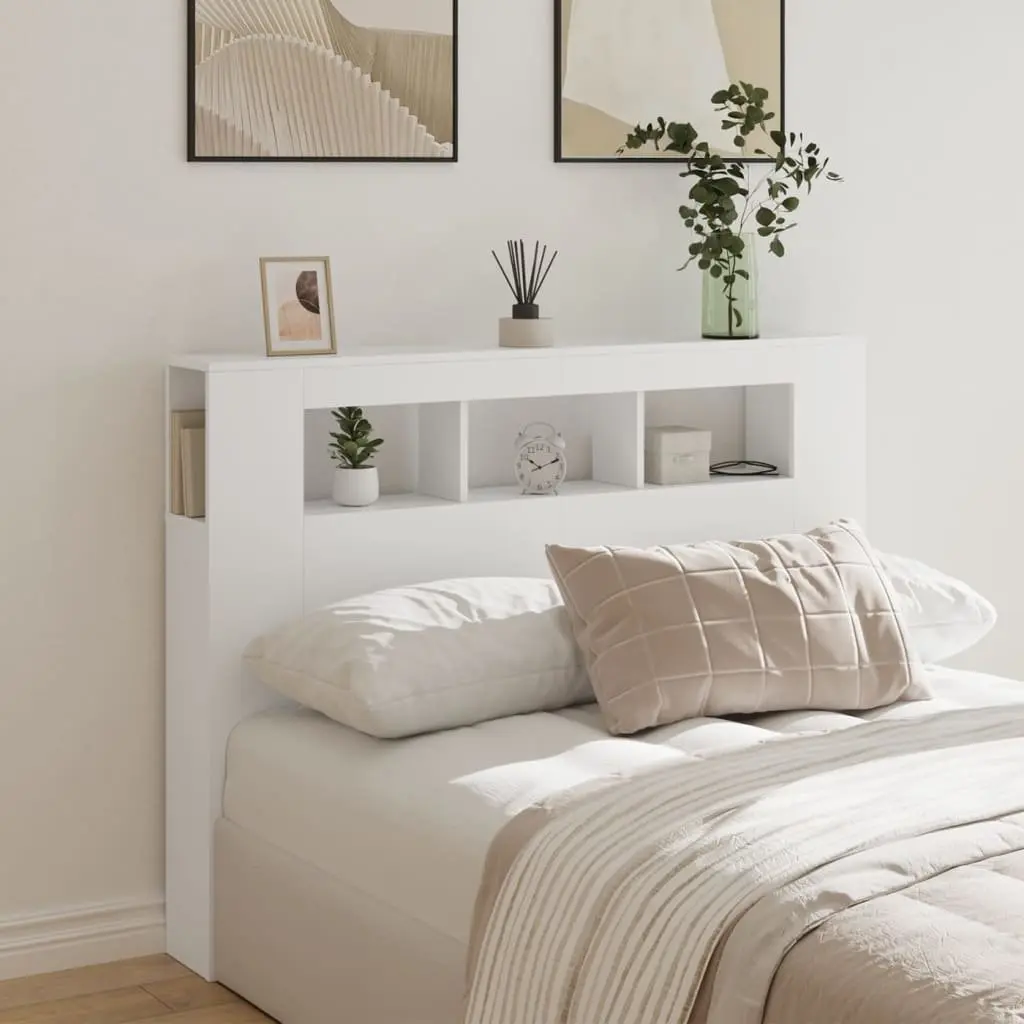 White LED Headboard 140 cm Engineered Wood
