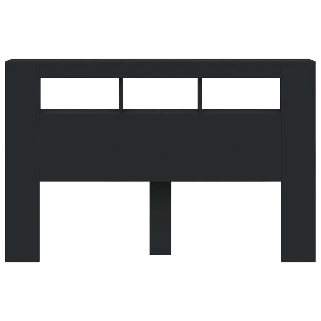 Black Engineered Wood LED Headboard 160 cm for Modern Beds