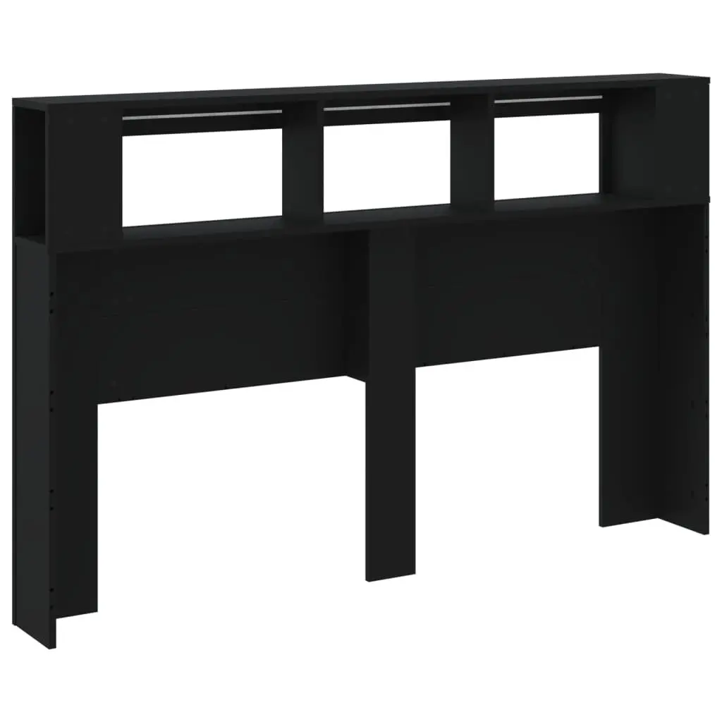 Black Engineered Wood LED Headboard 160 cm for Modern Beds