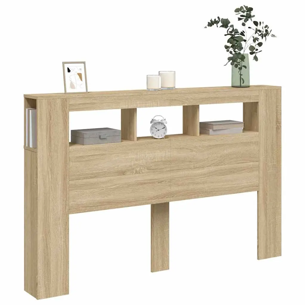 Brown Engineered Wood LED Headboard 160cm with RGB Lighting