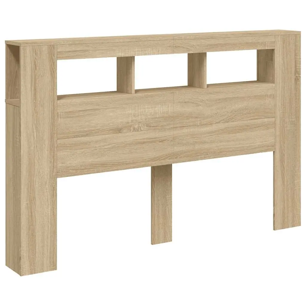 Brown Engineered Wood LED Headboard 160cm with RGB Lighting