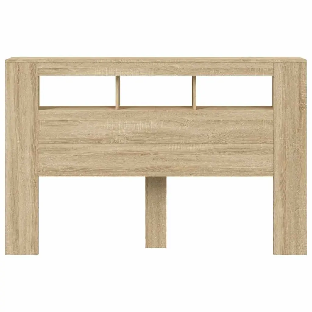 Brown Engineered Wood LED Headboard 160cm with RGB Lighting