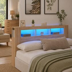 Brown LED Headboard 180cm with RGB Lighting