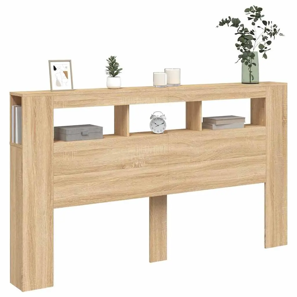 LED Headboard Engineered Wood 180cm Brown