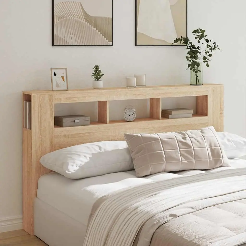 LED Headboard Engineered Wood 180cm Brown
