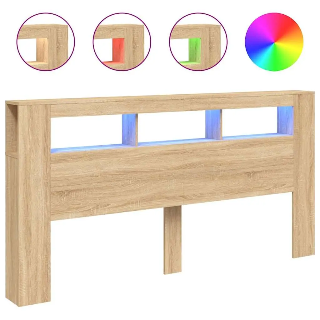 Brown LED Headboard 200cm with RGB Lighting