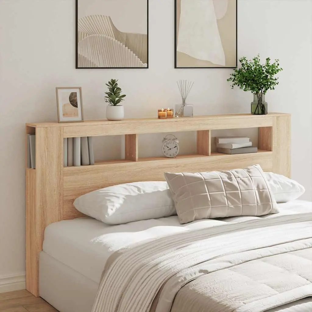 Brown LED Headboard 200cm with RGB Lighting