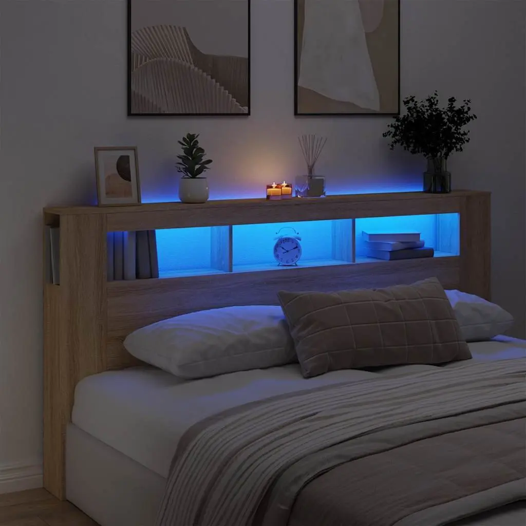 Brown LED Headboard 200cm with RGB Lighting