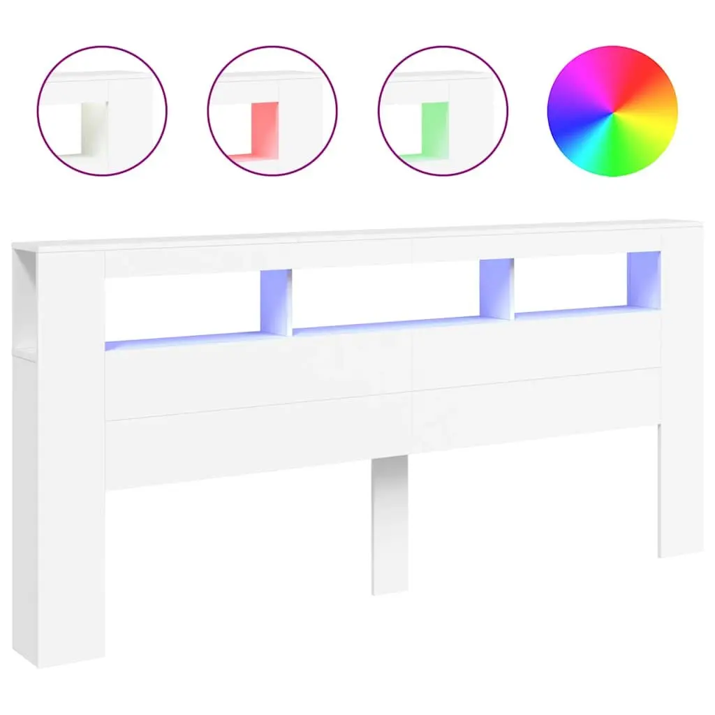 LED Headboard Engineered Wood 220 cm White Modern with RGB Lighting