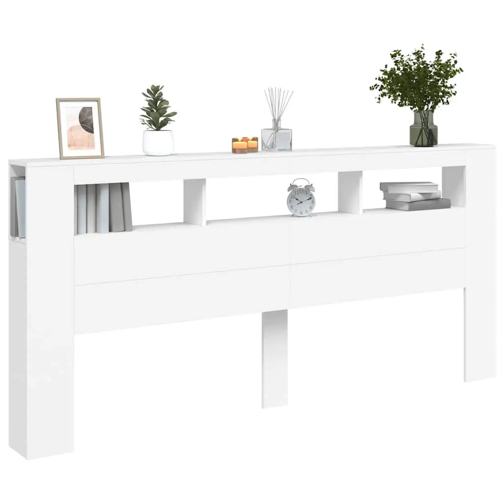 LED Headboard Engineered Wood 220 cm White Modern with RGB Lighting
