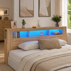 Modern LED Headboard with RGB Lights and Storage