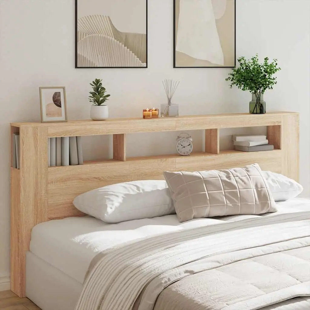 LED Headboard with RGB Lights and Storage