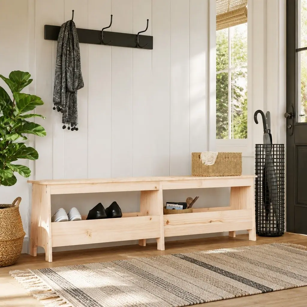 Hall Bench Solid Wood Pine 160cm Brown