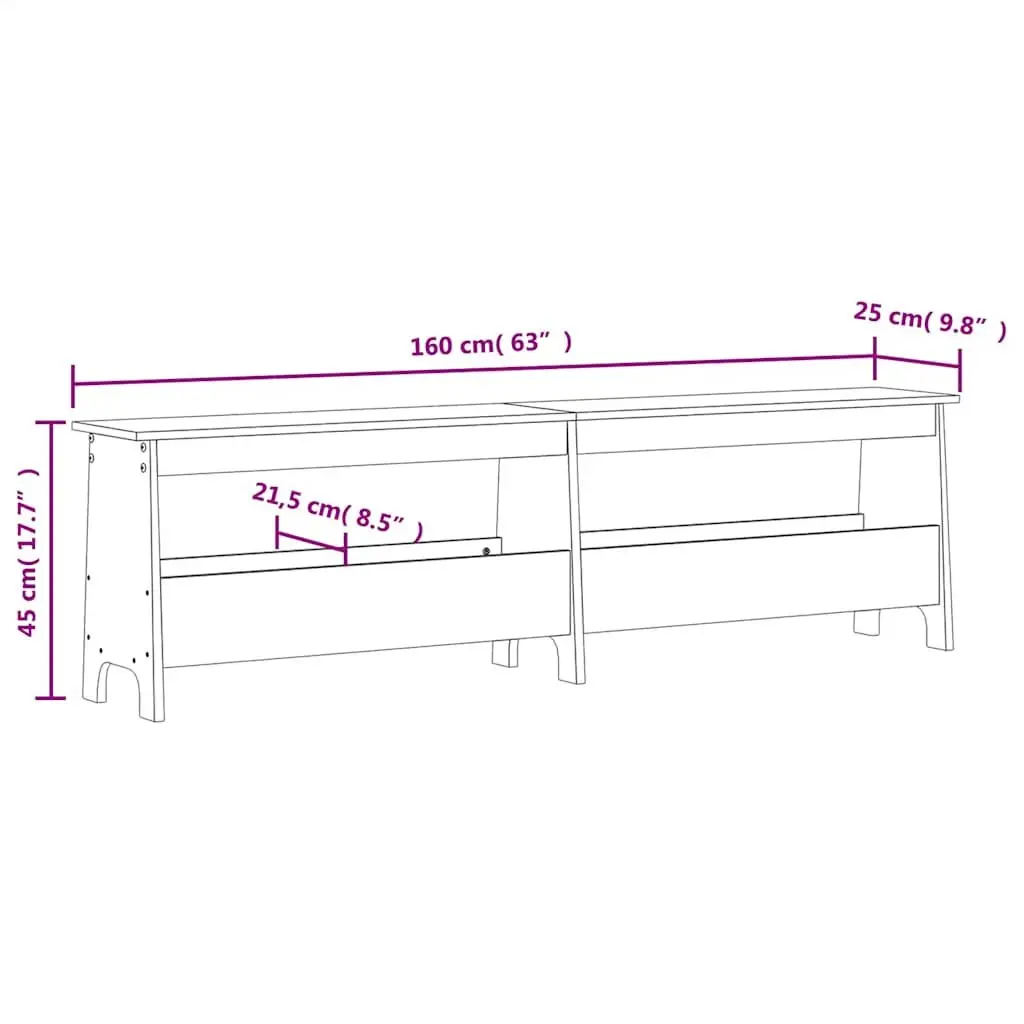 Hall Bench Solid Wood Pine 160cm Brown