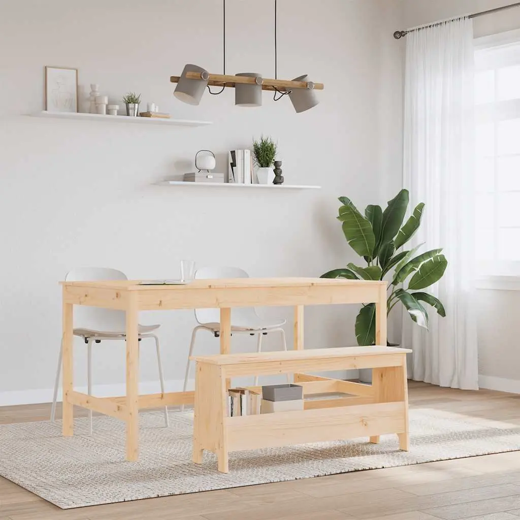 Brown Solid Wood Pine Hall Bench with Storage 100x28x45cm