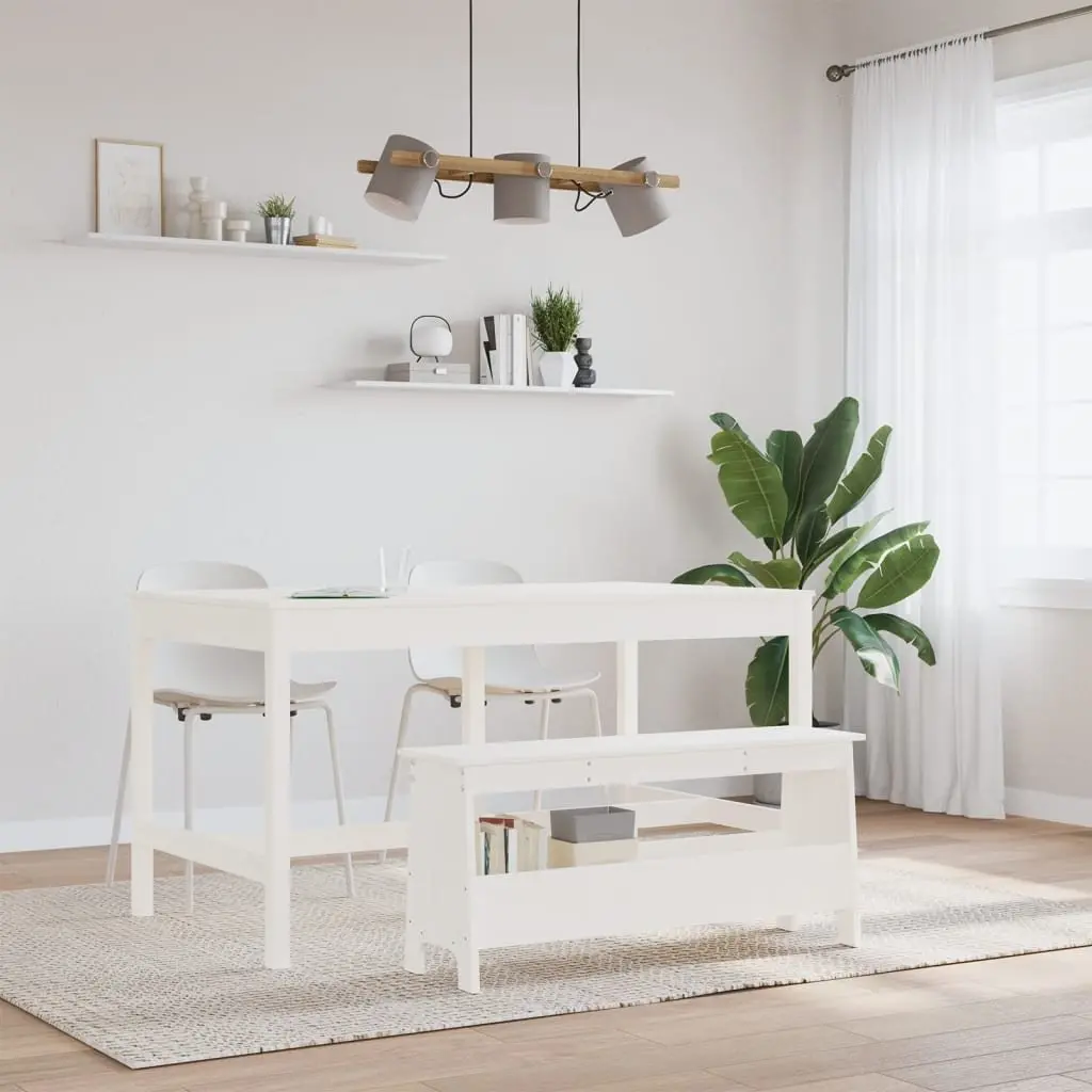 Hall Bench Wooden Storage Seating 100x28x45 cm Pine Wood White