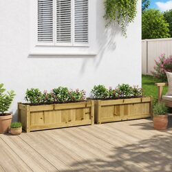 Durable Wooden Garden Planters 2 pc Set for Outdoors
