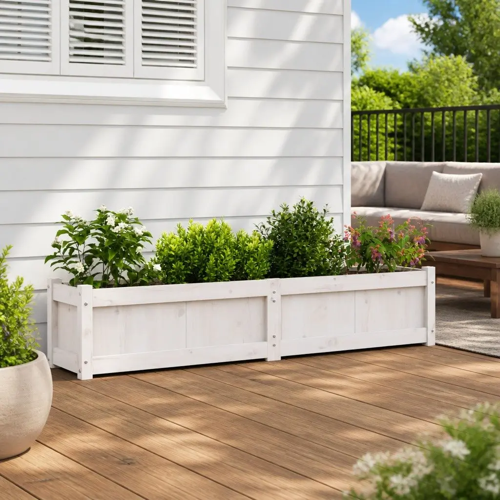 Solid Pine Wood Garden Planter Box for Outdoor Spaces