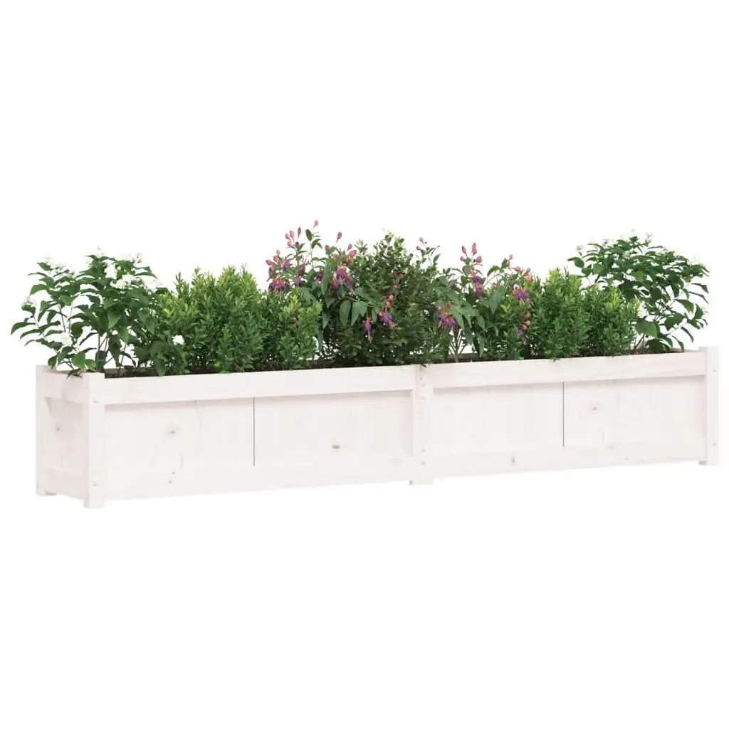 Wooden Garden Planters 2 Pieces White Pine Wood Outdoor Patio Flower Pot