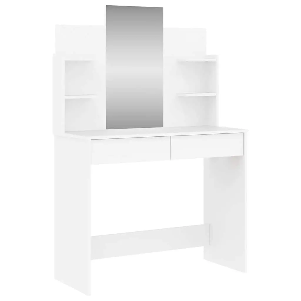 White Dressing Table with Mirror and Storage