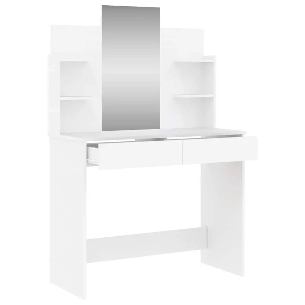 White Dressing Table with Mirror and Storage