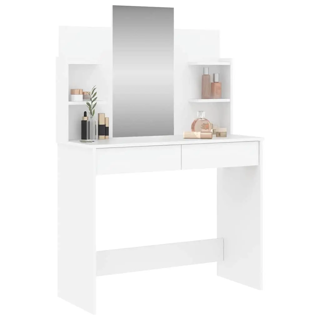 White Dressing Table with Mirror and Storage