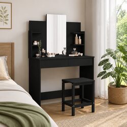 Elegant Black Dressing Table with Mirror for Bedrooms