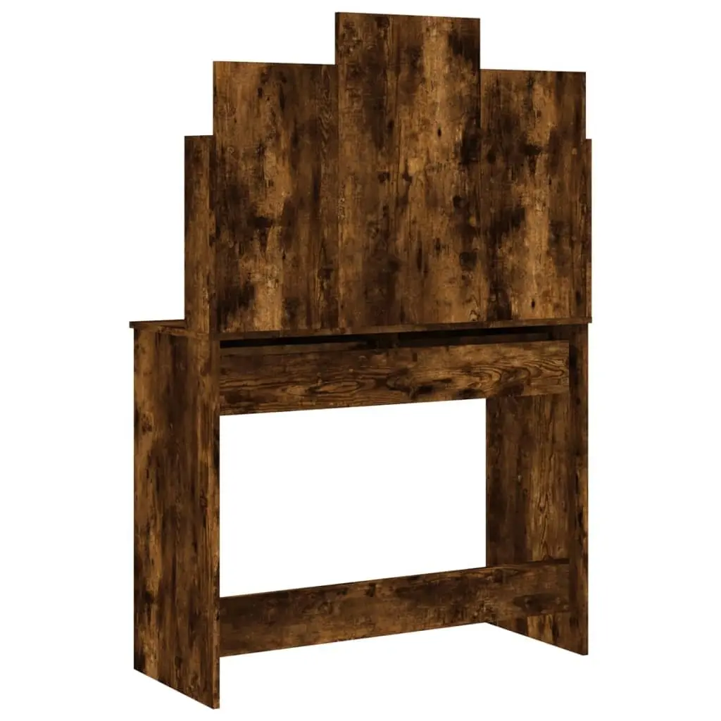 Dressing Table with Mirror Brown Bedroom Vanity Unit Makeup Desk Storage Drawers