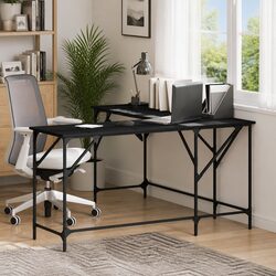 Stylish L-Shaped Office Desk with Metal Frame