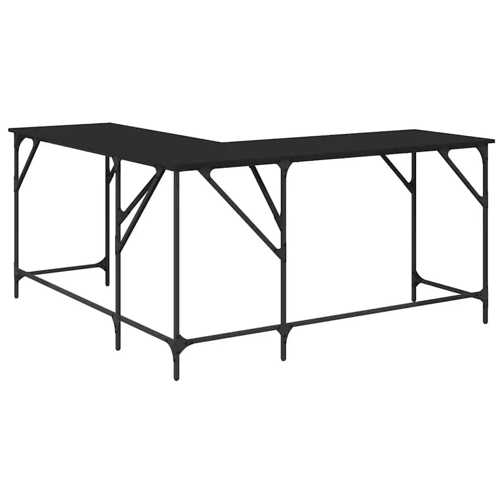 L-Shaped Office Desk with Metal Frame
