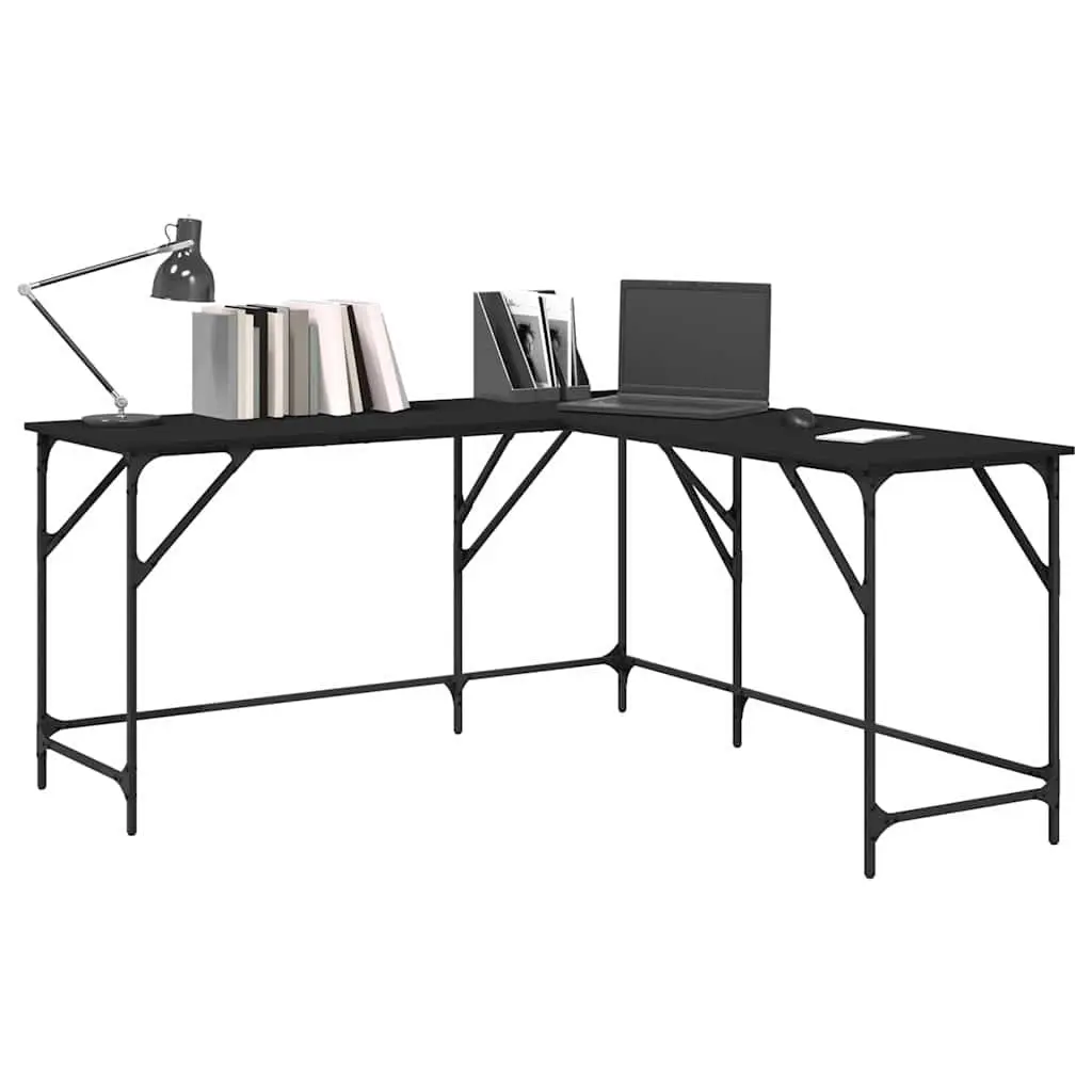 L-Shaped Office Desk with Metal Frame