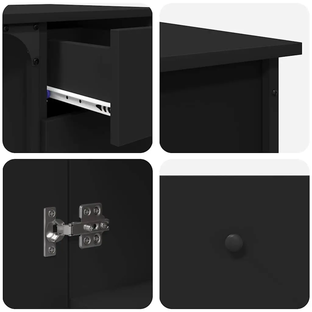L-Shaped Black Office Desk with Storage Solutions