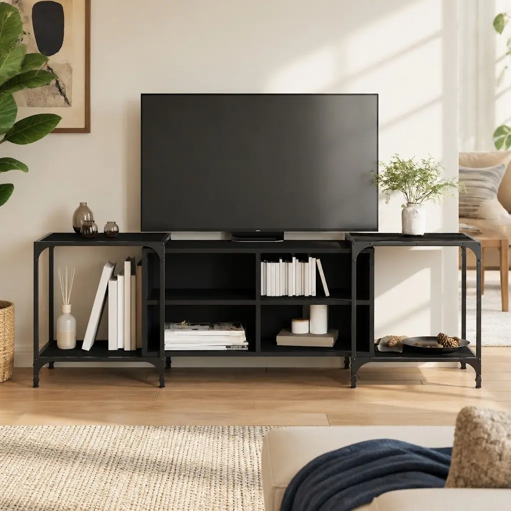 TV Cabinet Engineered Wood Black 153 x 37 x 50 cm
