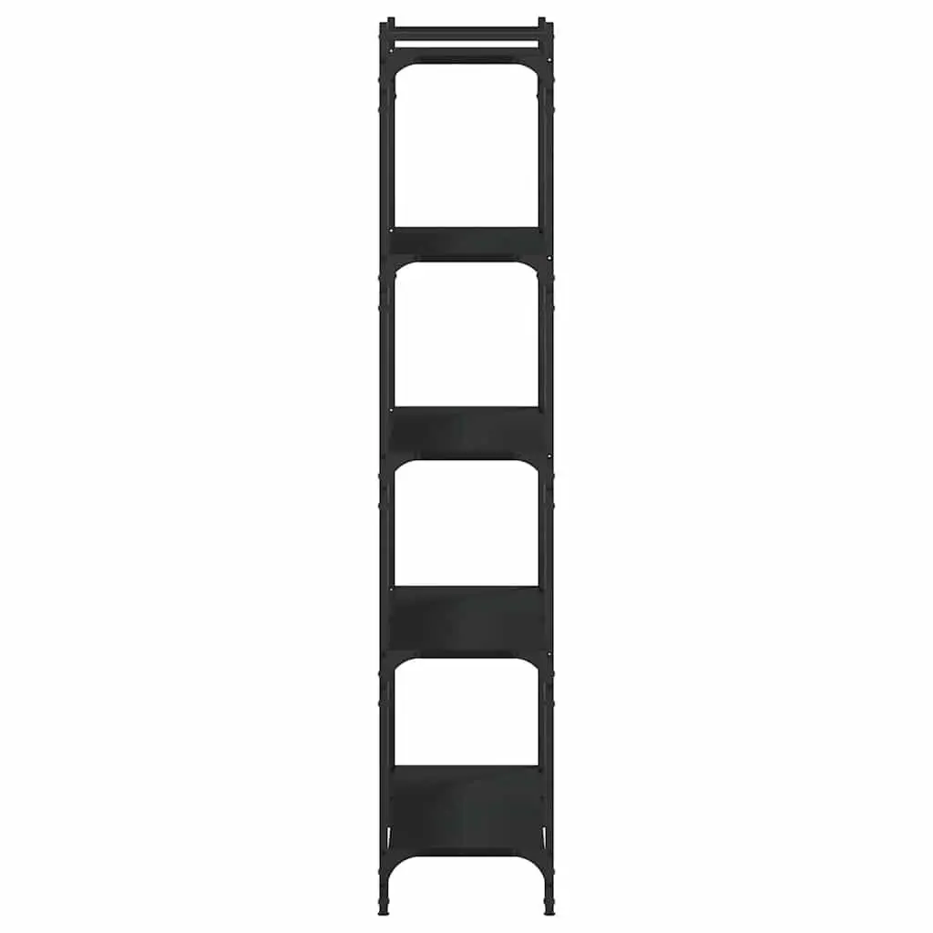 5-Tier Black Bookcase Engineered Wood Standing Shelf Storage Organiser