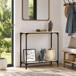 Stylish Console Table with Metal Frame in Sonoma Oak