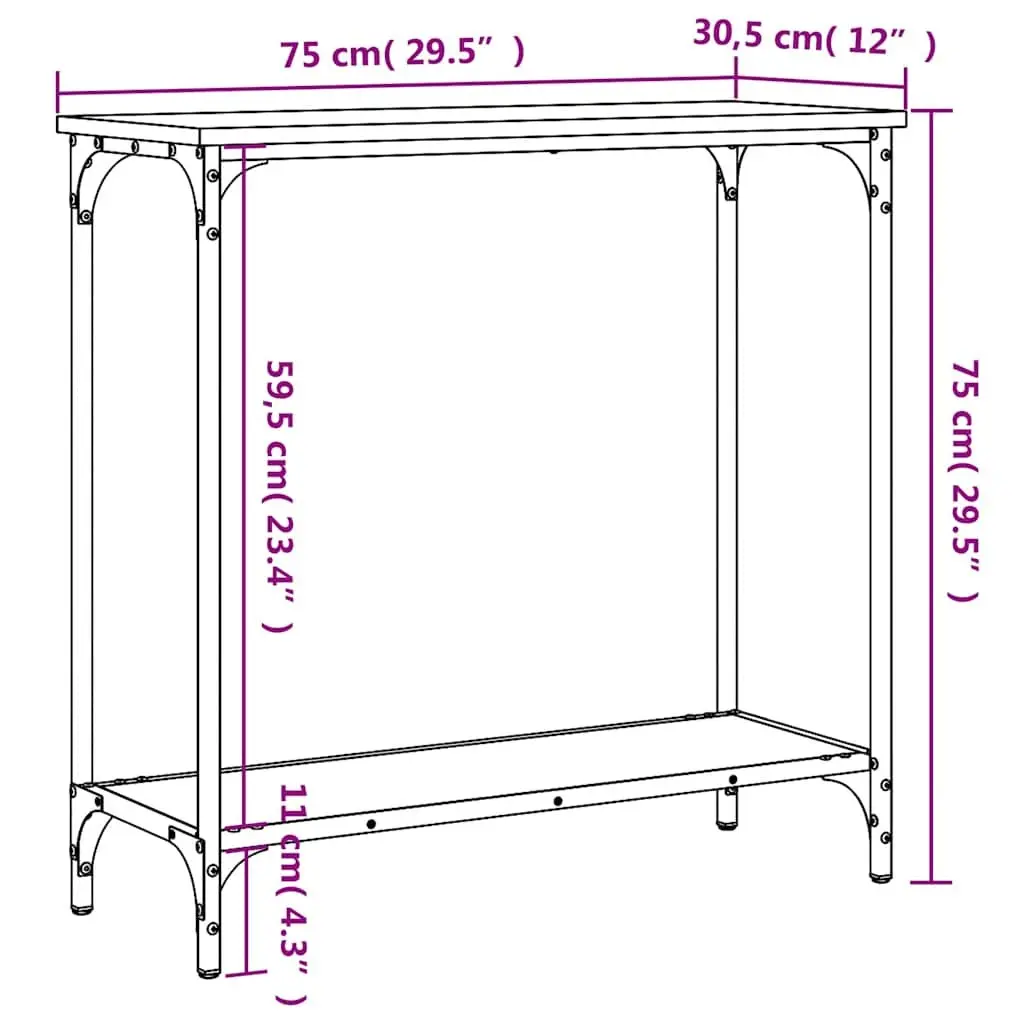 Console Table with Metal Frame in Sonoma Oak