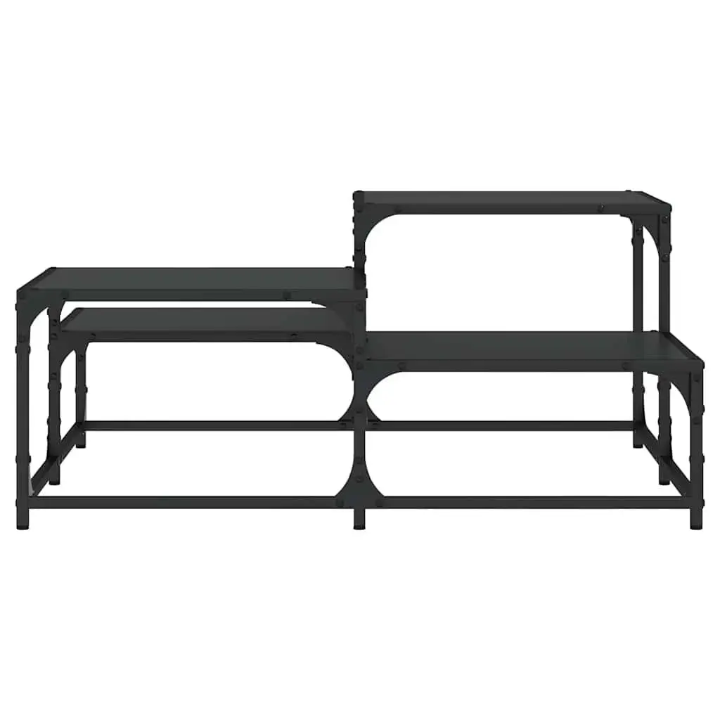 Black Square Coffee Table Living Room Accent Furniture Modern Design 87.5cm